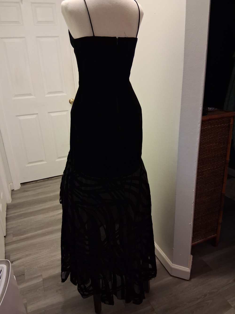 Cache Black Velvet & Sheer Asymmetrical Slip Dress - Picture 2 of 8